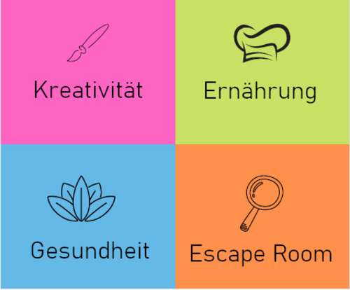 Themen Team-Tage: Kreativität, Ernährung, Gesundheit, Escape-Room