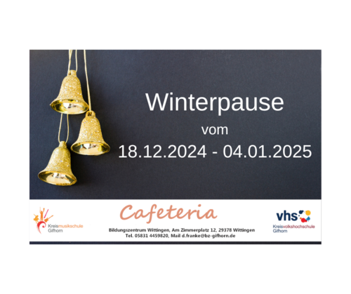 Winterpause 18.12.2024 - 04.01.2025