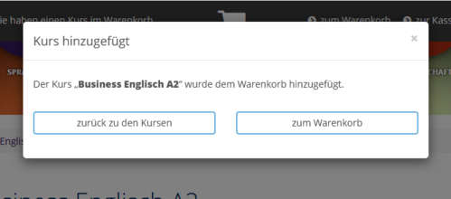 Auswahl Kurse - Warenkorb